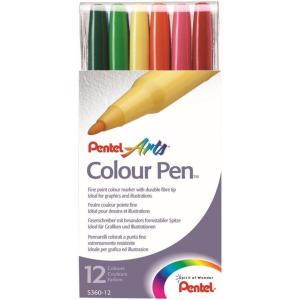 Pentel Color Pen Set, 36 Assorted Colors (S360-36)(Set of 12)