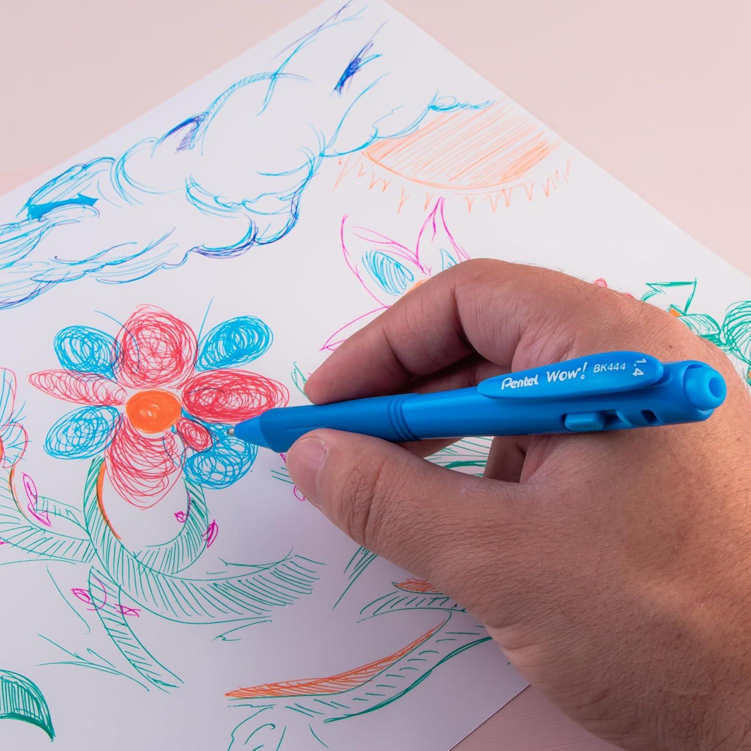 imagePentel Wow Retractable Ballpoint Pen 14mm Bold Line Assorted Ink Colors Pack of 18 BK444BP18MAssorted