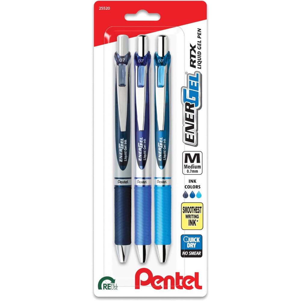 imagePentel EnerGel RTX Retractable Liquid Gel Pen 07mm Camo Hue Sepia Black and Forest Green Ink Pack of 3 Pens BL77CAMBP3MNote Taking