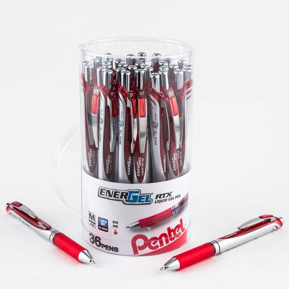 imagePentel EnerGel RTX Retractable Liquid Gel Pen Canister Blue Ink 36pk BL77PC36CRed