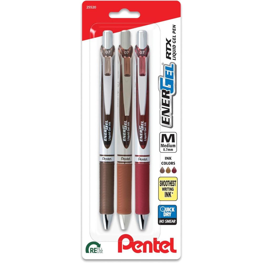 imagePentel EnerGel RTX Retractable Liquid Gel Pen Passion Hue 07mm Assorted Violet Ink Pack of 3 Pens BL77PASBP3MChange
