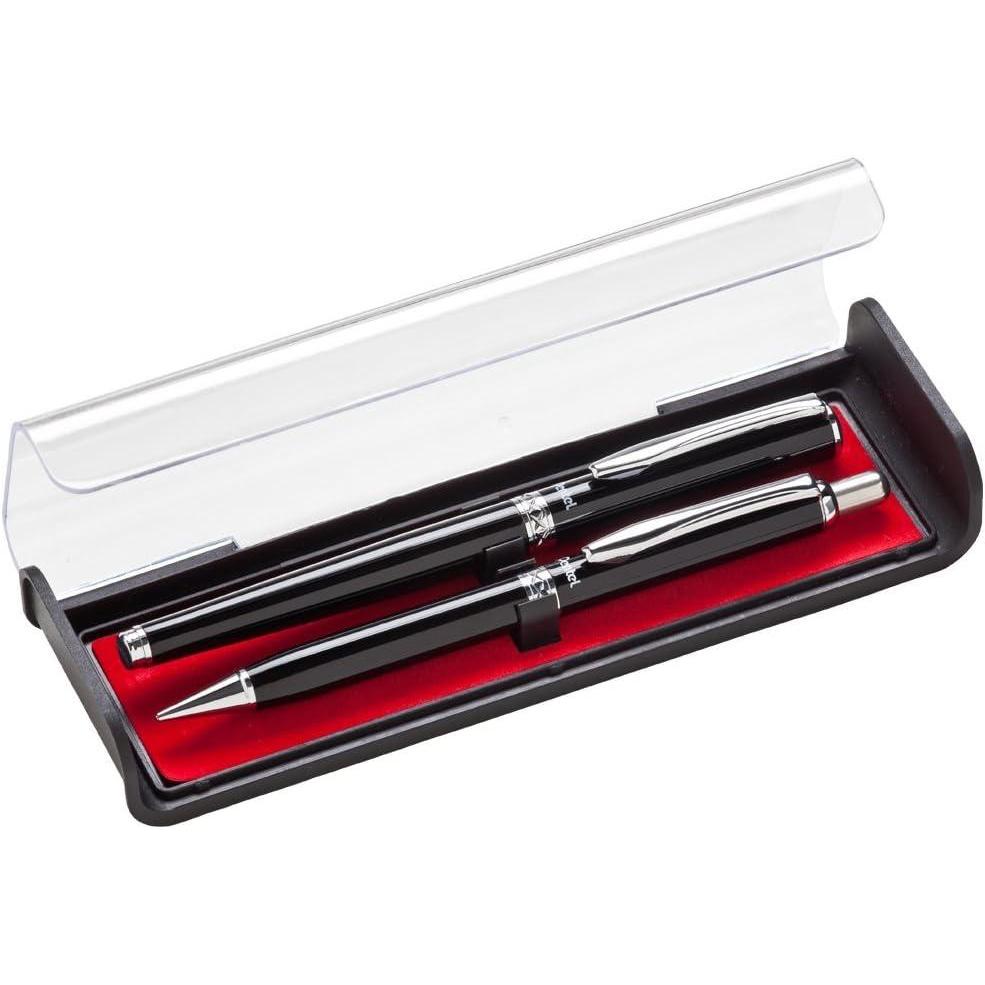 imagePentel Libretto Roller Gel Pen and Pencil Set with Gift Box Pen 07mm and Pencil 05mm Black Barrels K6A8AABlack