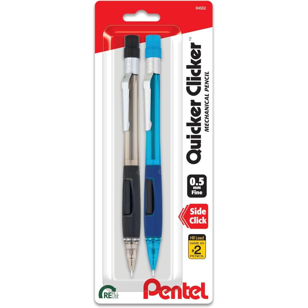 imagePentel PD345BP2K6 Quicker Clicker Mechanical Pencil 05 mm SmokeBlue 2Pack2 Count Pack of 1