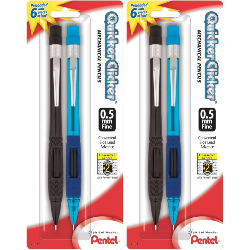 imagePentel PD345BP2K6 Quicker Clicker Mechanical Pencil 05 mm SmokeBlue 2Pack2 Count Pack of 2