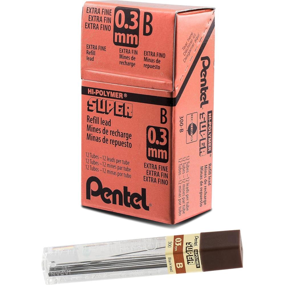 imagePentel Super HiPolymer Lead 03mm Extra Fine H 12 Piecetube Box of 12 300H12 Count Pack of 12