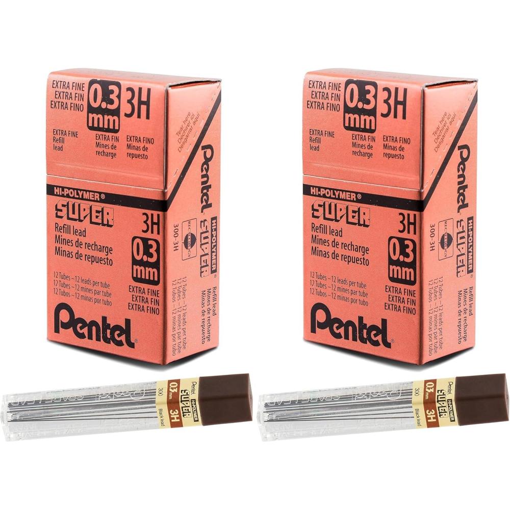 imagePentel Super HiPolymer Lead 03mm Extra Fine H 12 Piecetube Box of 12 300H144 Count Pack of 2