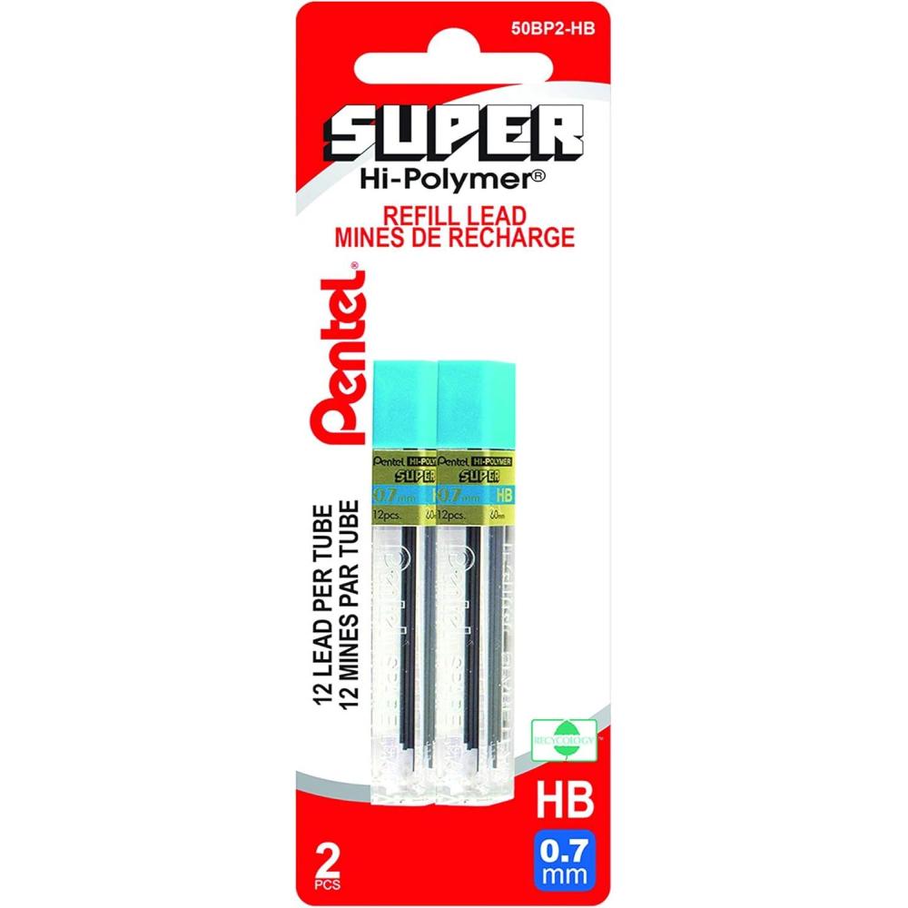 imagePentel Super HiPolymer Lead Refill 07mm Medium B 144 Pieces of Lead 50BGray2 Count Pack of 1