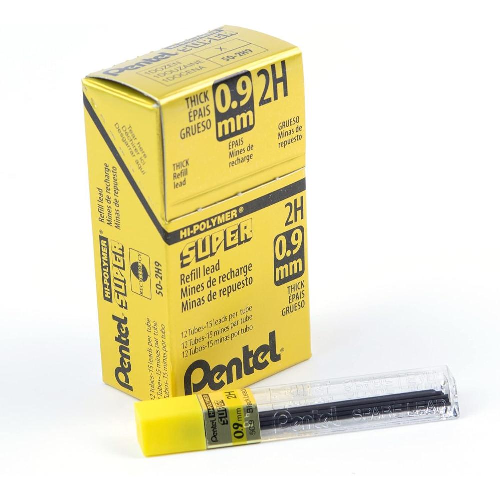 imagePentel Super HiPolymer Lead Refill 09mm Thick 2B 180 Pieces of Lead 5092BGray2H Lead