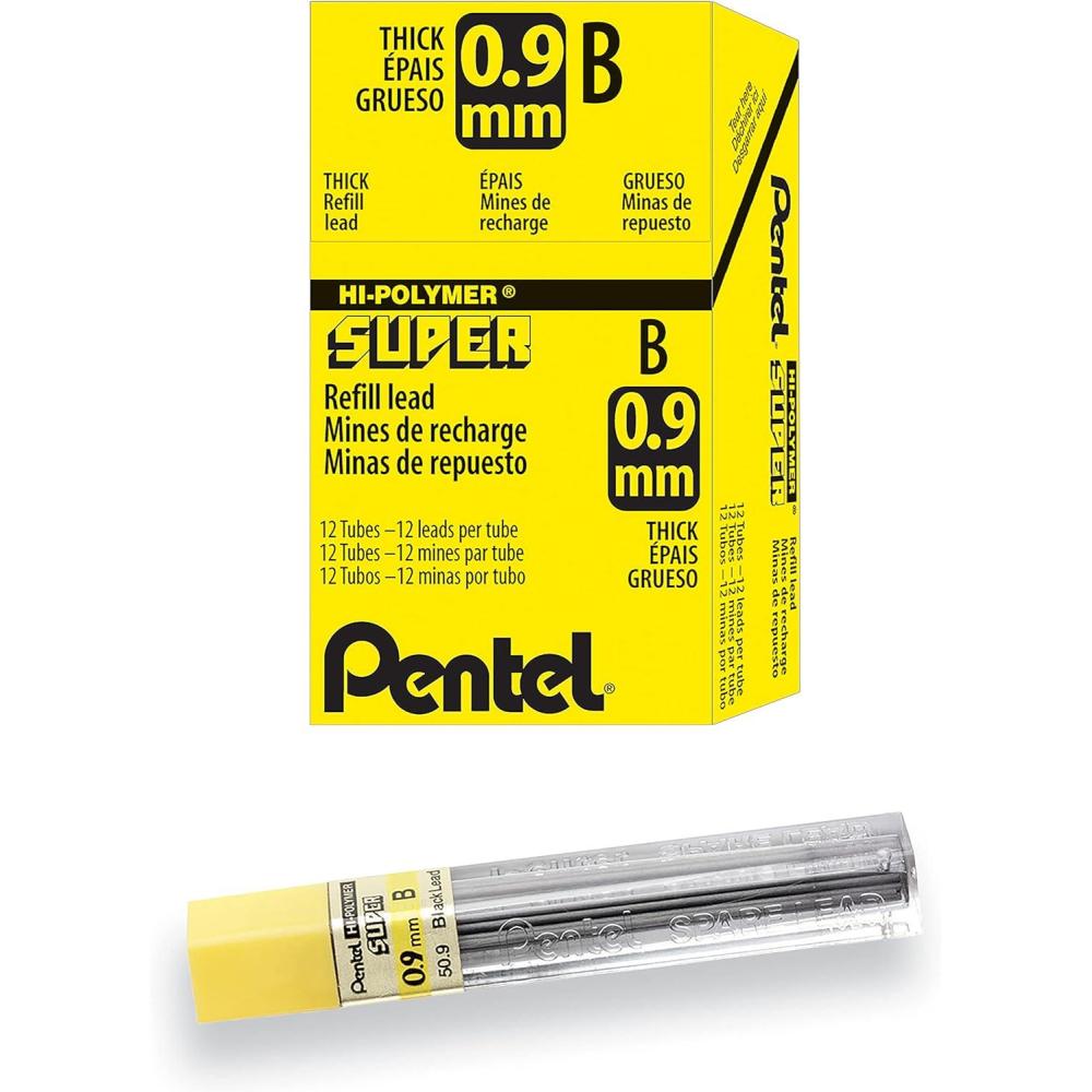 imagePentel Super HiPolymer Lead Refill 09mm Thick 2B 180 Pieces of Lead 5092BGrayB Lead