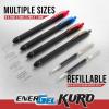Pentel EnerGel Kuro Retractable Liquid Gel Pen, Shades of Black, 0.7mm tip, Assorted black ink, Pack of 5 pens (BL437PF5MA)
