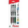 Pentel EnerGel RTX Retractable Liquid Gel Pen, 0.7mm, Camo Hue, Sepia, Black, and Forest Green Ink, Pack of 3 Pens (BL77CAMBP3M)(Camo)