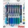 Pentel EnerGel RTX Retractable Liquid Gel Pen, Happiness Expressions Pack, 0.7mm, Metal Tip, Medium Line, Assorted Ink, Pack of 8 Pens (BL77XHAPBP8M)(Chill)