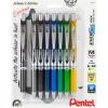 Pentel EnerGel RTX Retractable Liquid Gel Pen, Happiness Expressions Pack, 0.7mm, Metal Tip, Medium Line, Assorted Ink, Pack of 8 Pens (BL77XHAPBP8M)(Scholar)