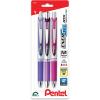 Pentel EnerGel RTX Retractable Liquid Gel Pen, Passion Hue, 0.7mm, Assorted Violet Ink Pack of 3 Pens (BL77PASBP3M)(Passion)
