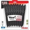 Pentel Wow! Retractable Ballpoint Pen, (1.4mm), Bold Line, Assorted Ink Colors, Pack of 18 (BK444BP18M)(Black)