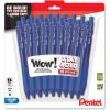 Pentel Wow! Retractable Ballpoint Pen, (1.4mm), Bold Line, Assorted Ink Colors, Pack of 18 (BK444BP18M)(Blue)
