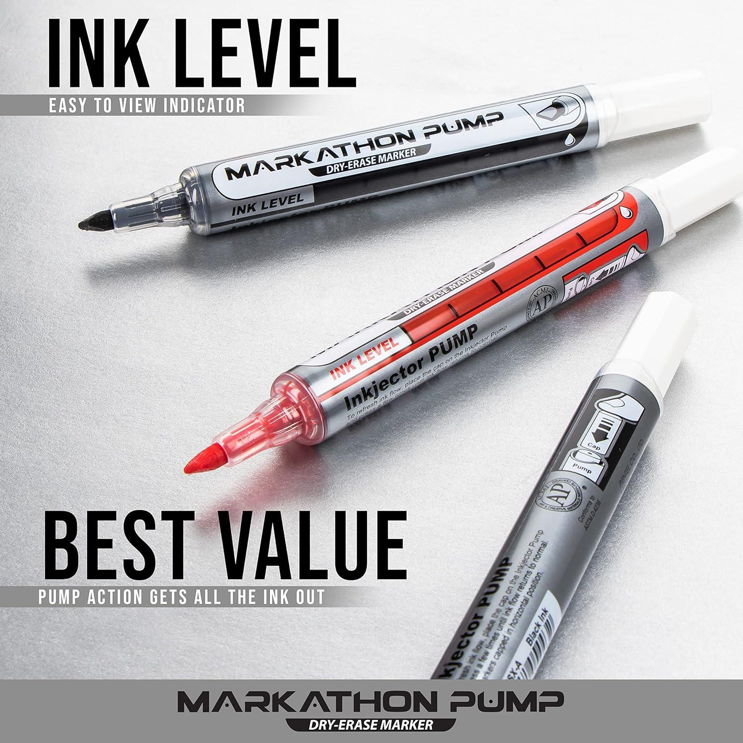 imagePentel Markathon Pump Dry Erase Marker Chisel Tip Assorted Colors 4 Pack with Eraser MWL6SXBP4MKITBlack
