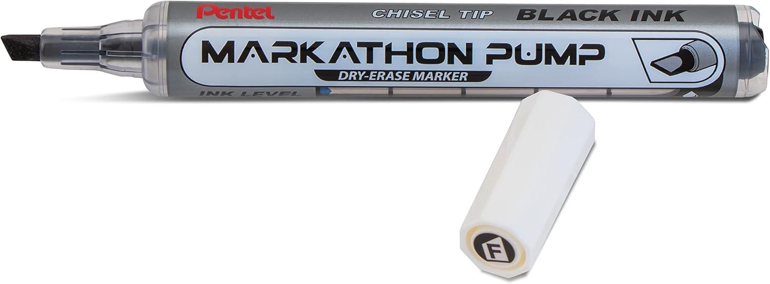 imagePentel Markathon Pump Dry Erase Marker Chisel Tip Assorted Colors 4 Pack with Eraser MWL6SXBP4MKITBlack