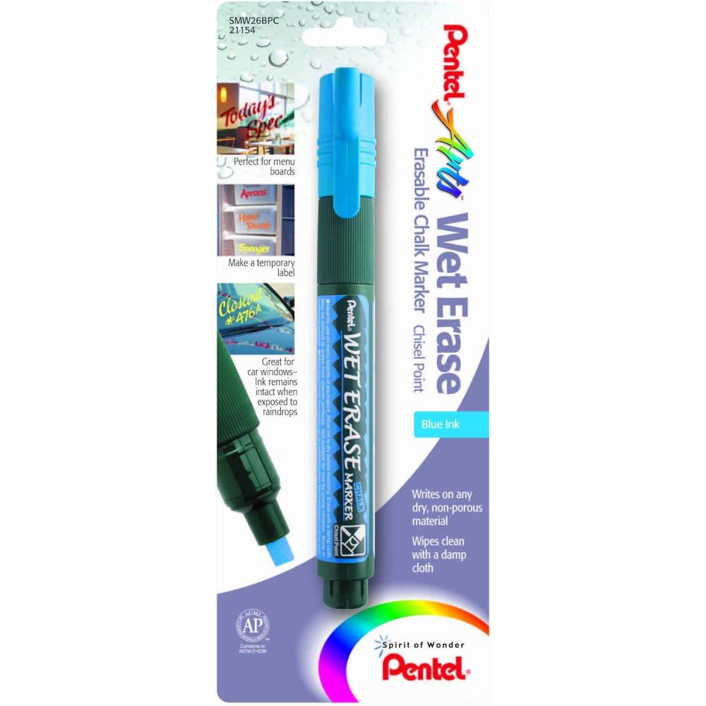 imagePentel Arts Wet Erase Chalk Marker Chisel Tip Orange Ink Box of 12 SMW26FBlue