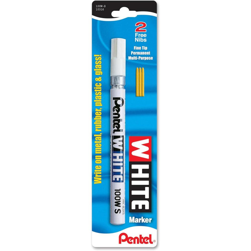imagePentel Permanent Marker White Fine Point 1Pack 100WS1 Count Pack of 1