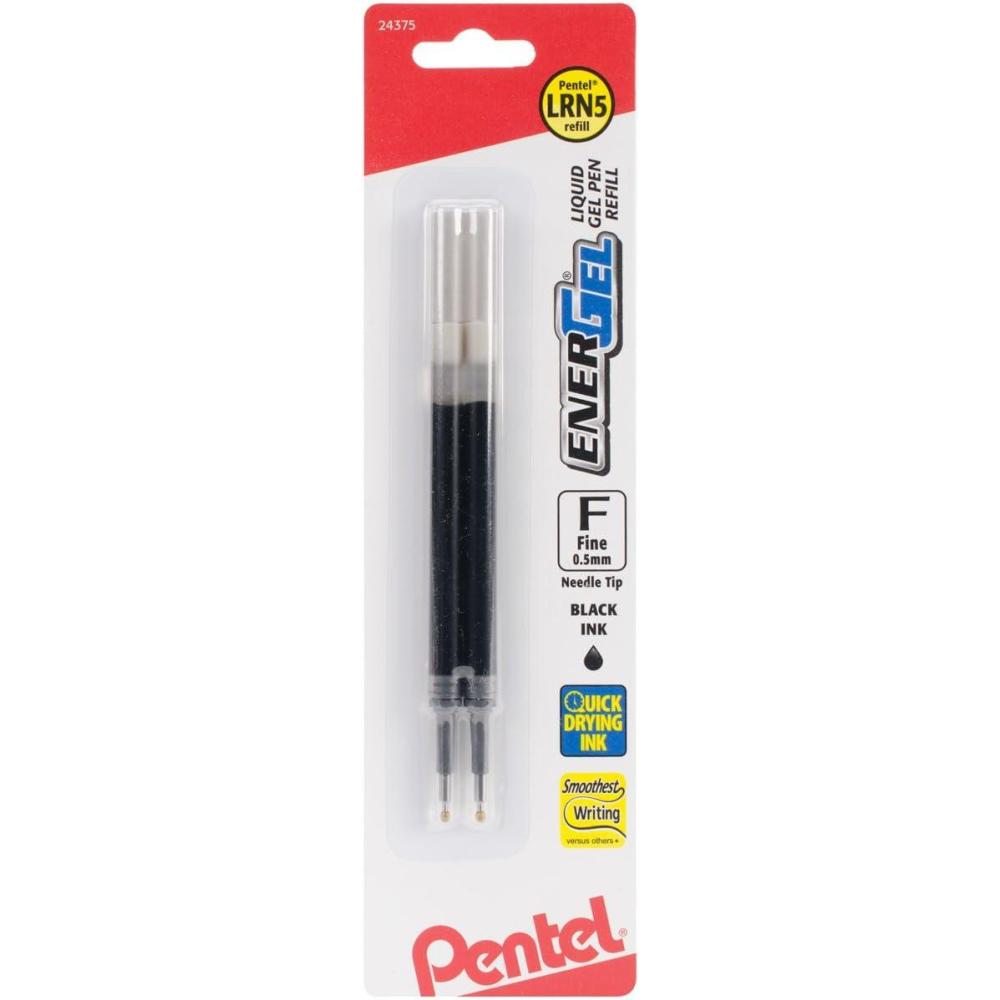 imagePentel Refill Ink For ENERGEL ampamp Lancelot Gel Pen 07mm Metal Tip Medium Red Ink Pack of 2 LR7BP2BBlack