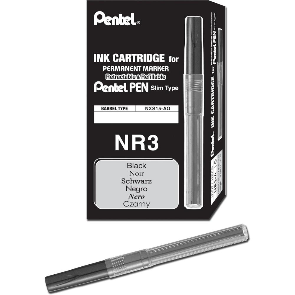 imagePentel Refill Ink For Handy Lines Permanent Marker Black Ink Box of 12 NR3ABlack