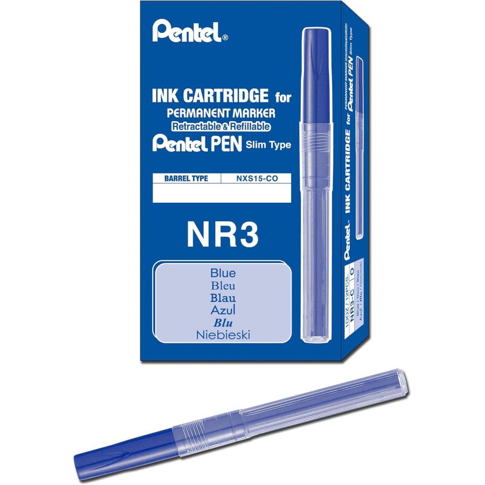 imagePentel Refill Ink For Handy Lines Permanent Marker Black Ink Box of 12 NR3ABlue