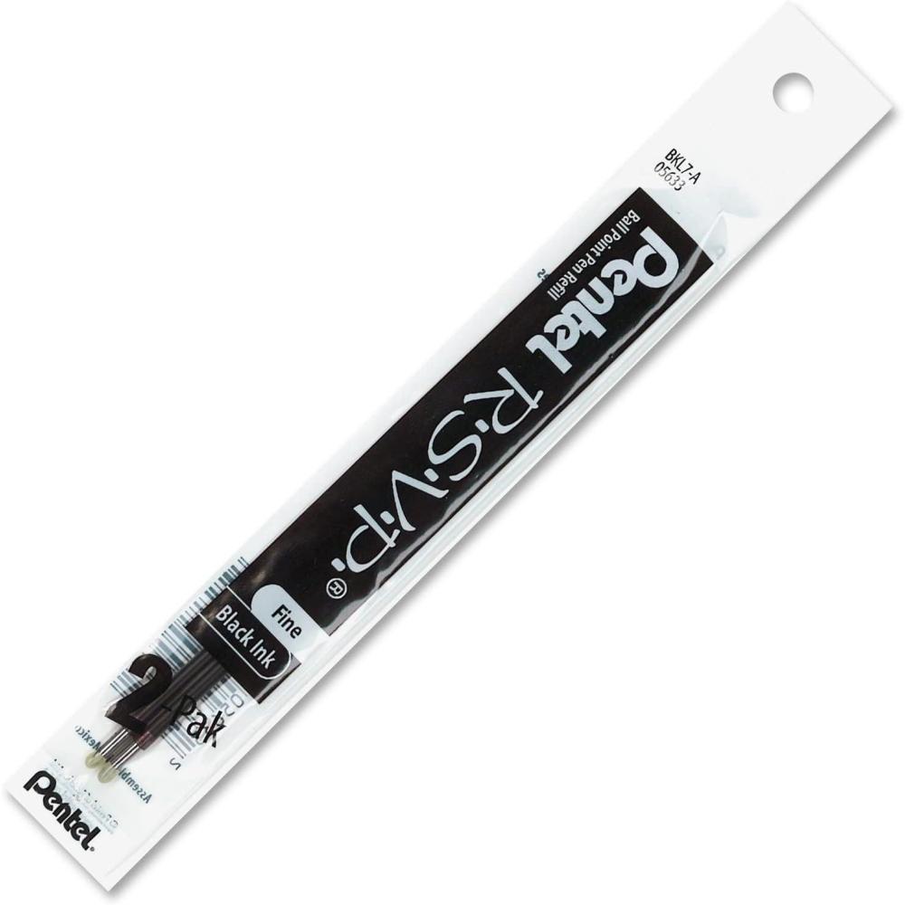 imagePentel Refill Ink for BK90 Pentel RSVP Ballpoint Pen Fine Line Blue Ink 2Pack BKL7CBlack