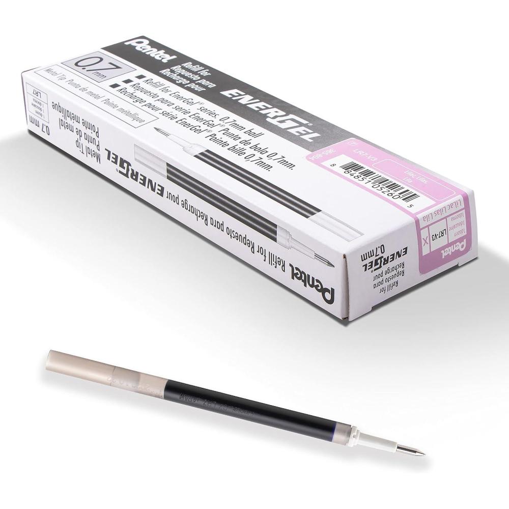 imagePentel Refill Ink for BL57BL77 EnerGel Liquid Gel Pen 07mm Metal Tip Green Ink Box of 12 LR7D12Lilac