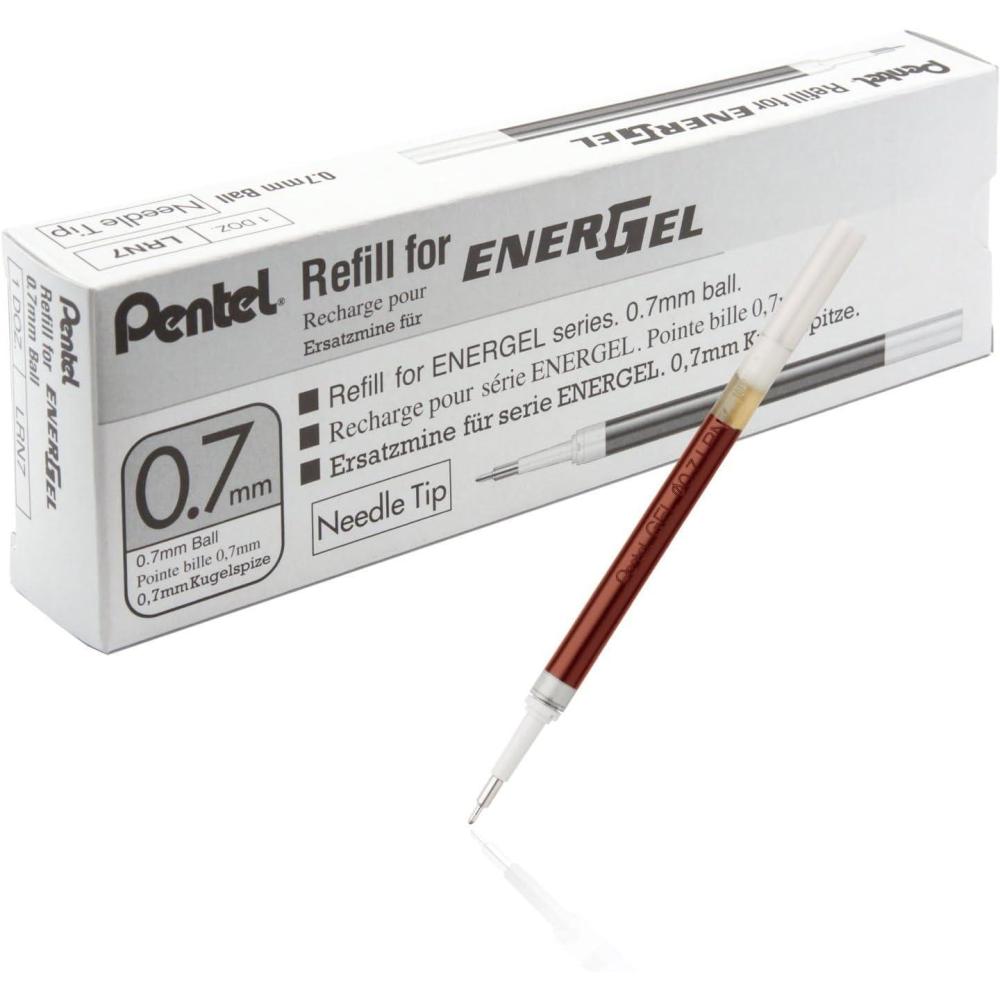 imagePentel Refill Ink for EnerGel Liquid Gel Pen 07mm Needle Tip Blue Ink 1  Pack LRN7CRed