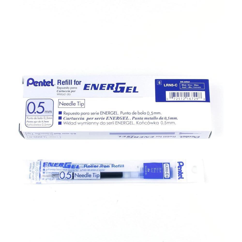 imagePentel Refill Ink for EnerGel Pen Needle Tip Fine 12 Pack 05mm Sky Blue LRN5SBlue