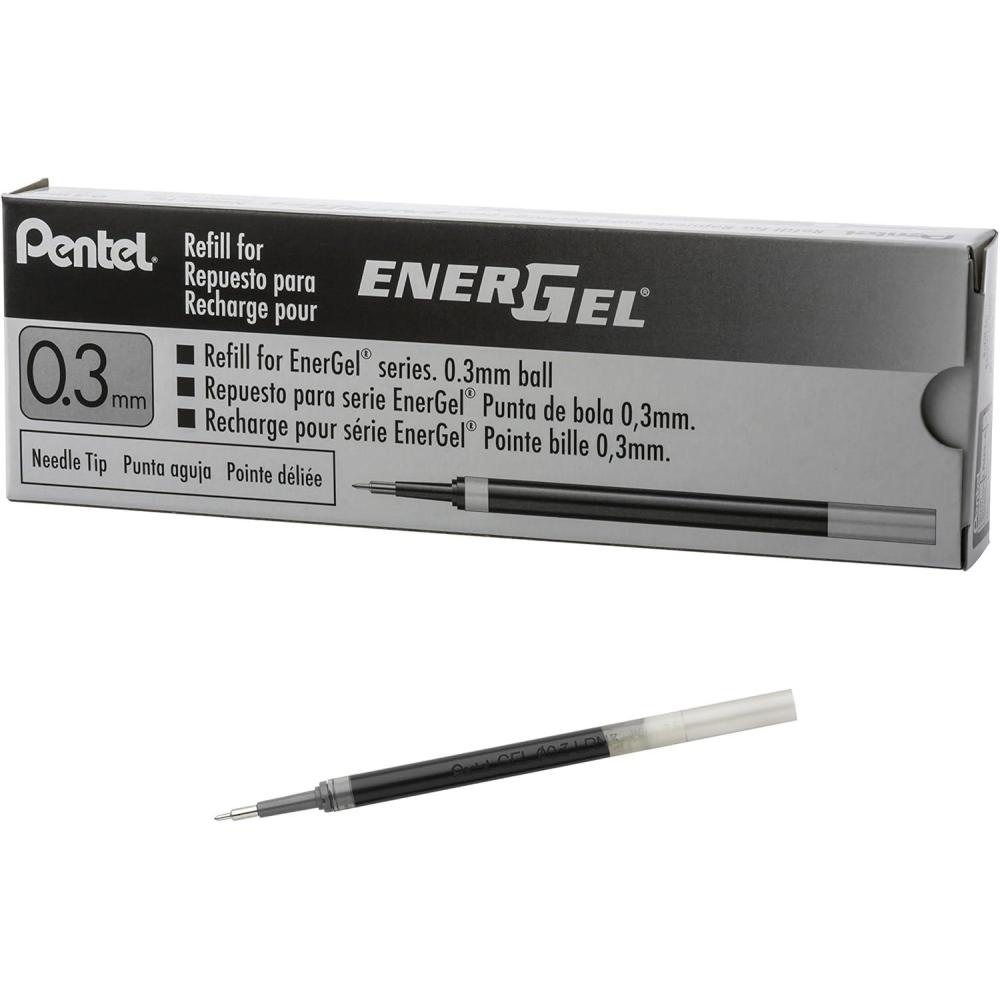 imagePentel Refill Ink for EnerGel RTX Retractable Gel Pen Extra Fine Point Needle Tip 12 Pack 03mm Red LRN3BBlack Pen