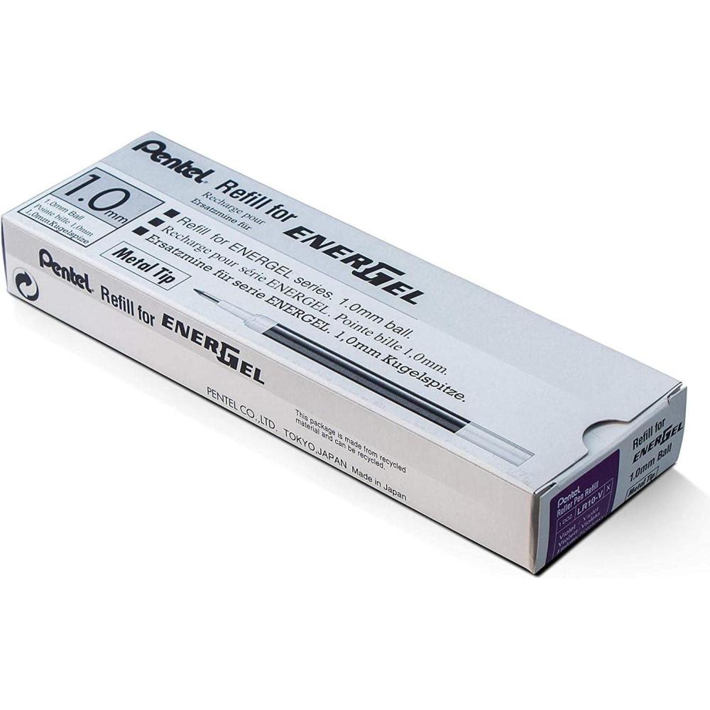imagePentel Refill for EnerGel RTX EnerGel Deluxe Metal Tip Bold Point Violet Ink Box of 12 LR10V12Violet Pen