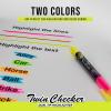 Pentel Twin Checker Dual-tip Highlighter, Chisel Tip, Assorted Colors, Pack of 4 (SLW8BP4M)(Assorted)
