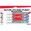 Pentel Markathon Pump Dry Erase Marker, Chisel Tip, Assorted Colors, 4 Pack with Eraser (MWL6SXBP4MKIT)(Assorted)