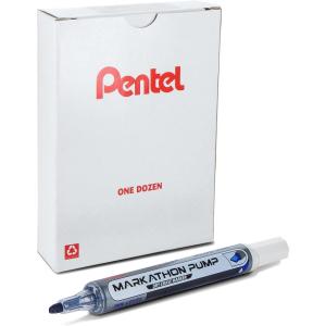 Pentel Markathon Pump Dry Erase Marker, Chisel Tip, Assorted Colors, 4 Pack with Eraser (MWL6SXBP4MKIT)(Blue)