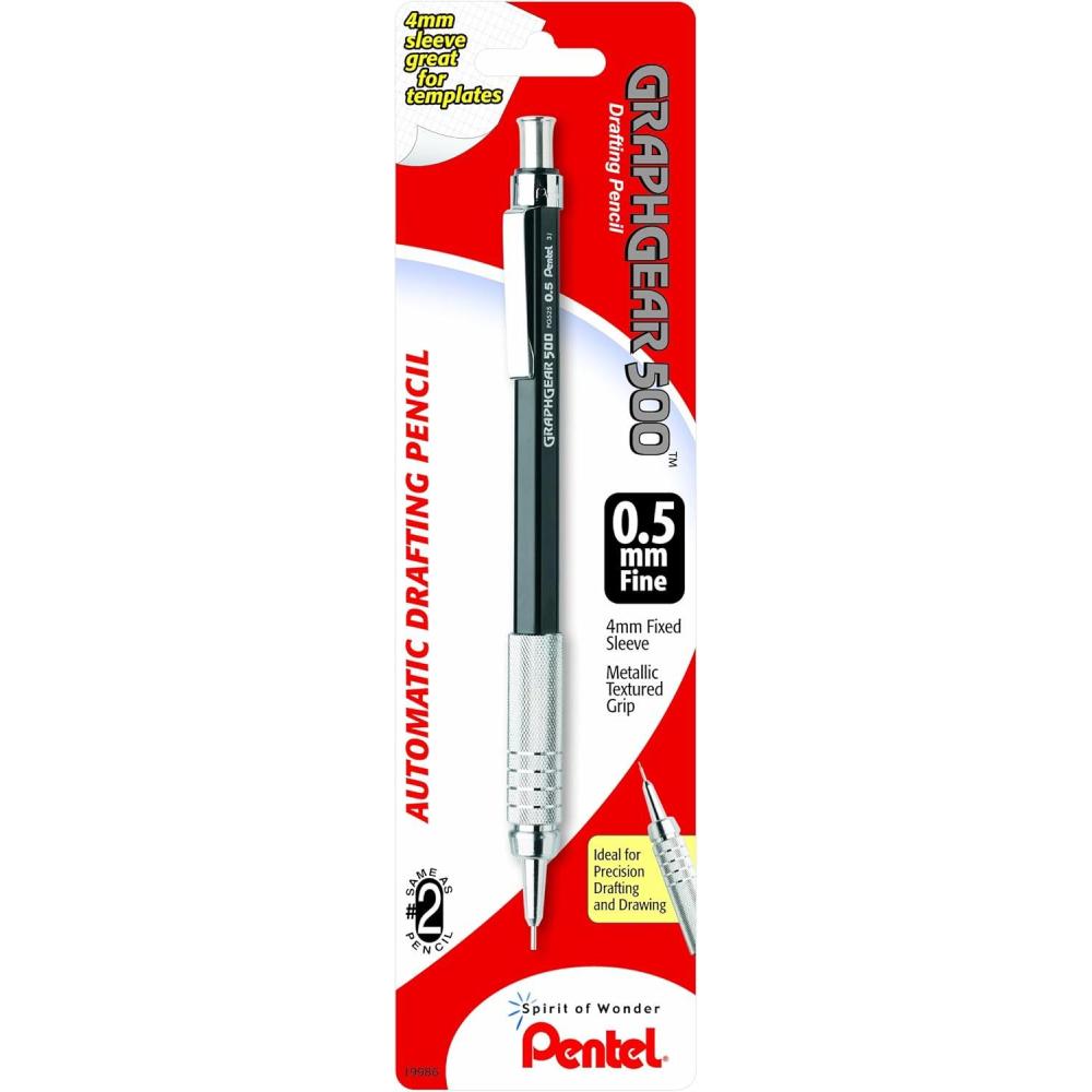 imagePentel GraphGear 500 Automatic Pencil Kit 07mm Refill Leads Block Eraser 2 Pack PG527LEBP205mm