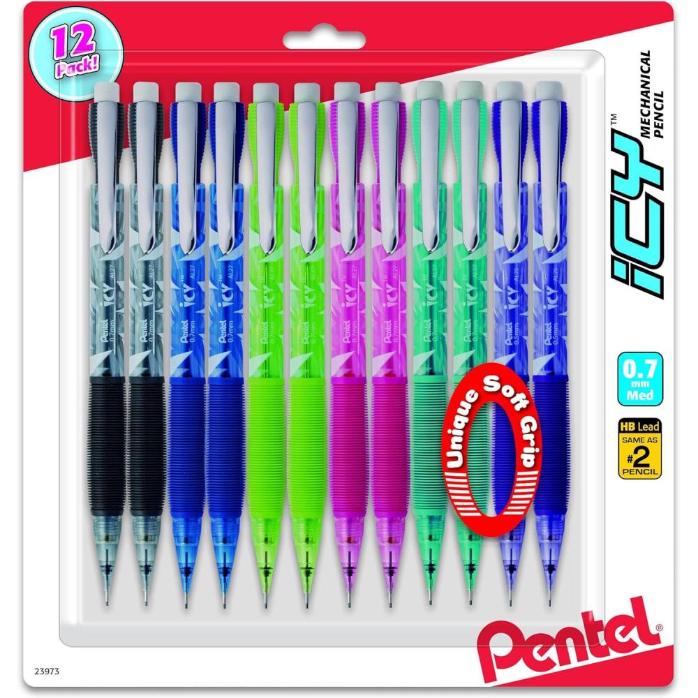 imagePentel Icy RazzleDazzle Mechanical Pencil 07mm Assorted Barrels Color May Vary Pack of 12 AL27RDBP12M