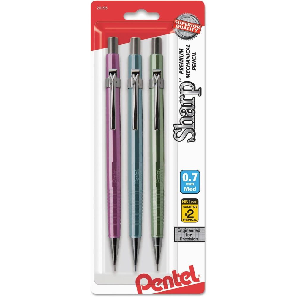 imagePentel P207MBP3M1 Sharp Mechanical Drafting Pencil 07 mm Assorted Pastel Barrels 3Pack