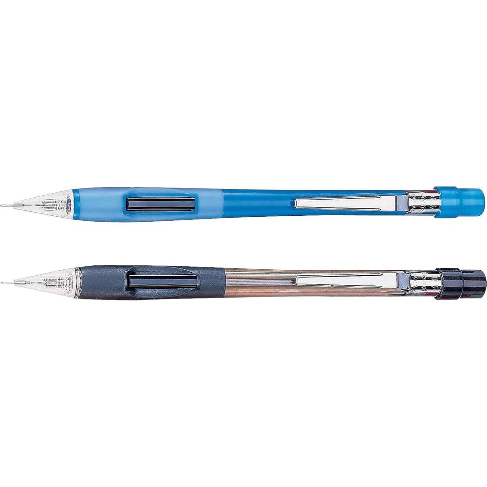 imagePentel Quicker Clicker Automatic Pencils 07mm Transparent Blue Barrel and Purple Barrel Pack of 2 Pencils PD347BP2K6