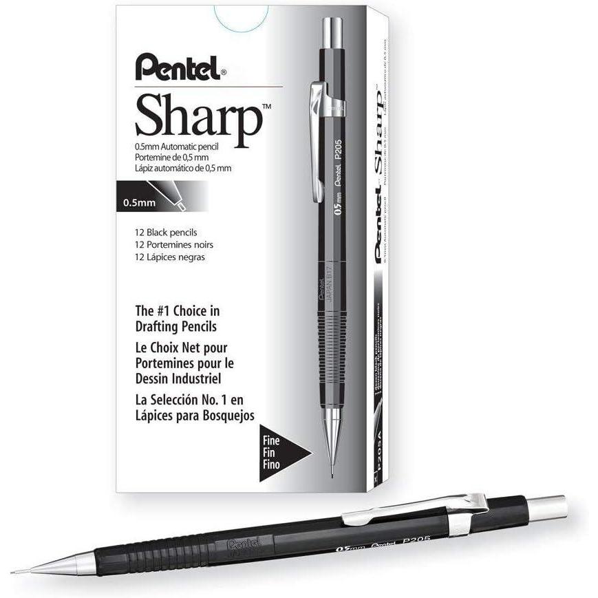 imagePentel Sharp Automatic Pencil 05mm Lead Size Black BarrelP205A Box of 12