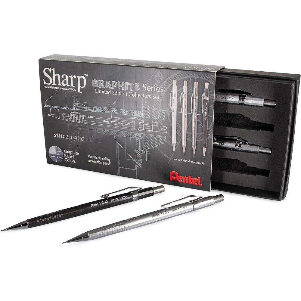 imagePentel Sharp Mechanical Pencil Limited Edition Kimono Colors Box Set 03mm 05mm 07mm 09mm Point Sizes Included P200JPBXSETGraphite Gray