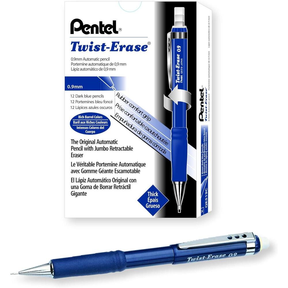 imagePentel TwistErase III Mechanical Pencil 09mm Blue Barrel Box of 12 QE519C
