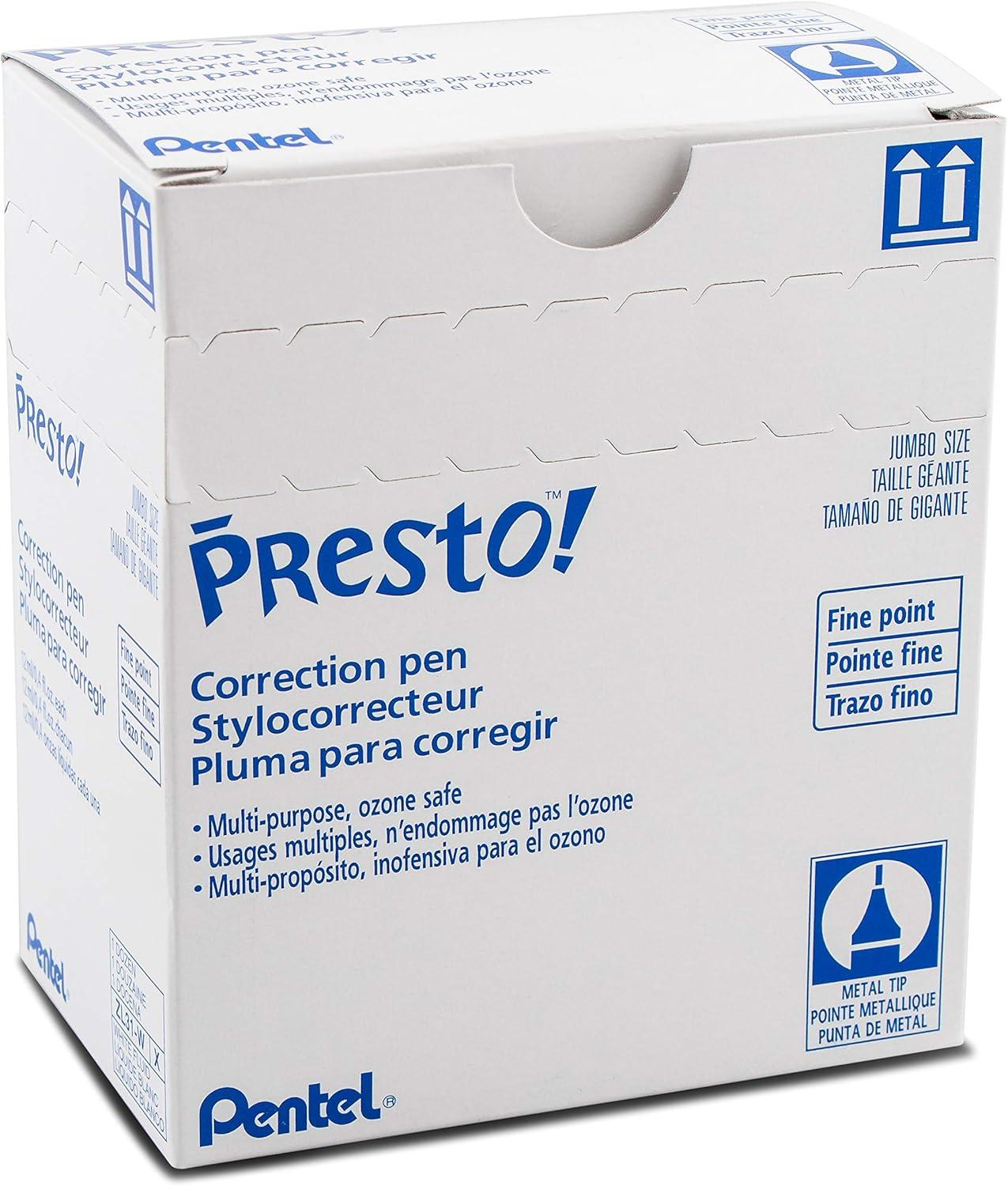 imagePentel Presto Jumbo Correction Pen Fine Point Metal Tip Box of 12 ZL31W1 Count Pack of 12