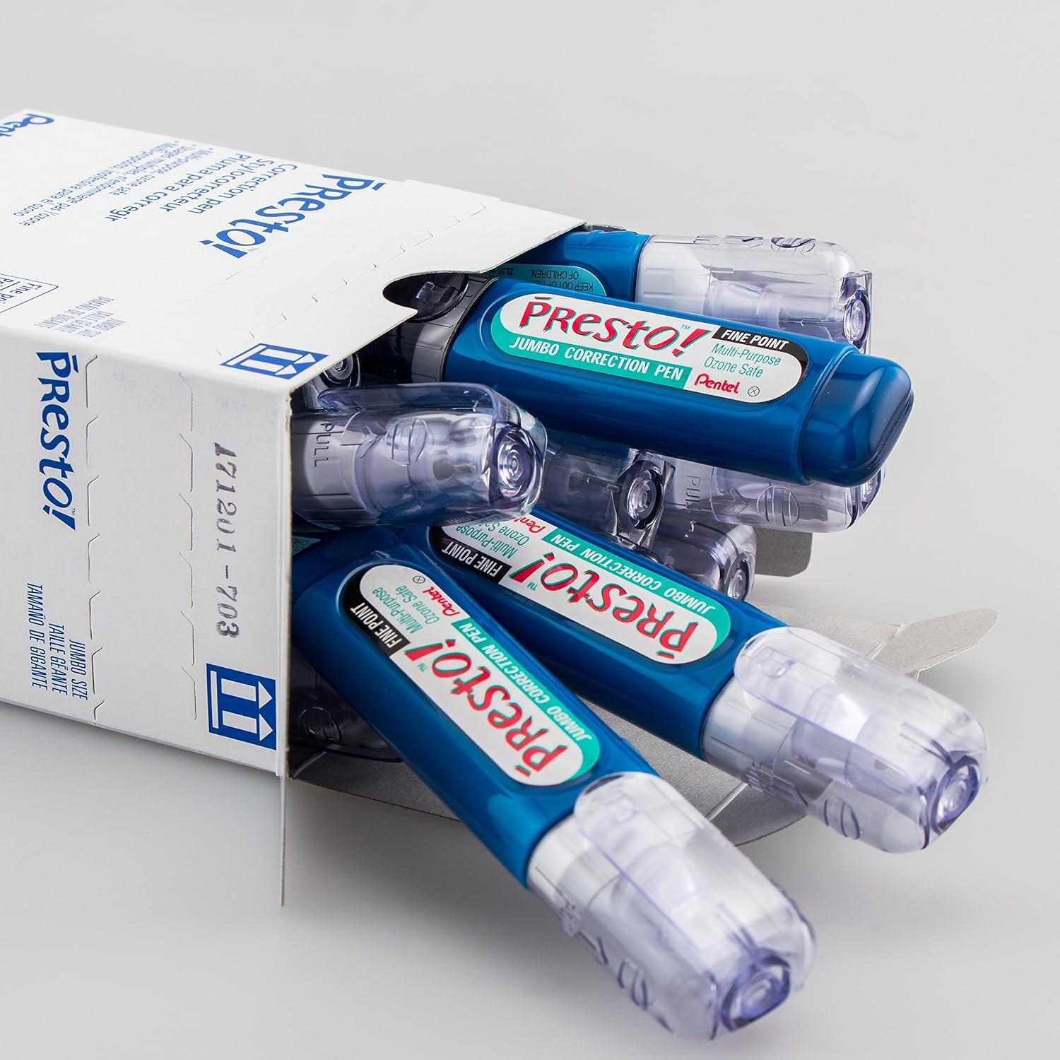 imagePentel Presto Jumbo Correction Pen Fine Point Metal Tip Box of 12 ZL31W1 Count Pack of 12