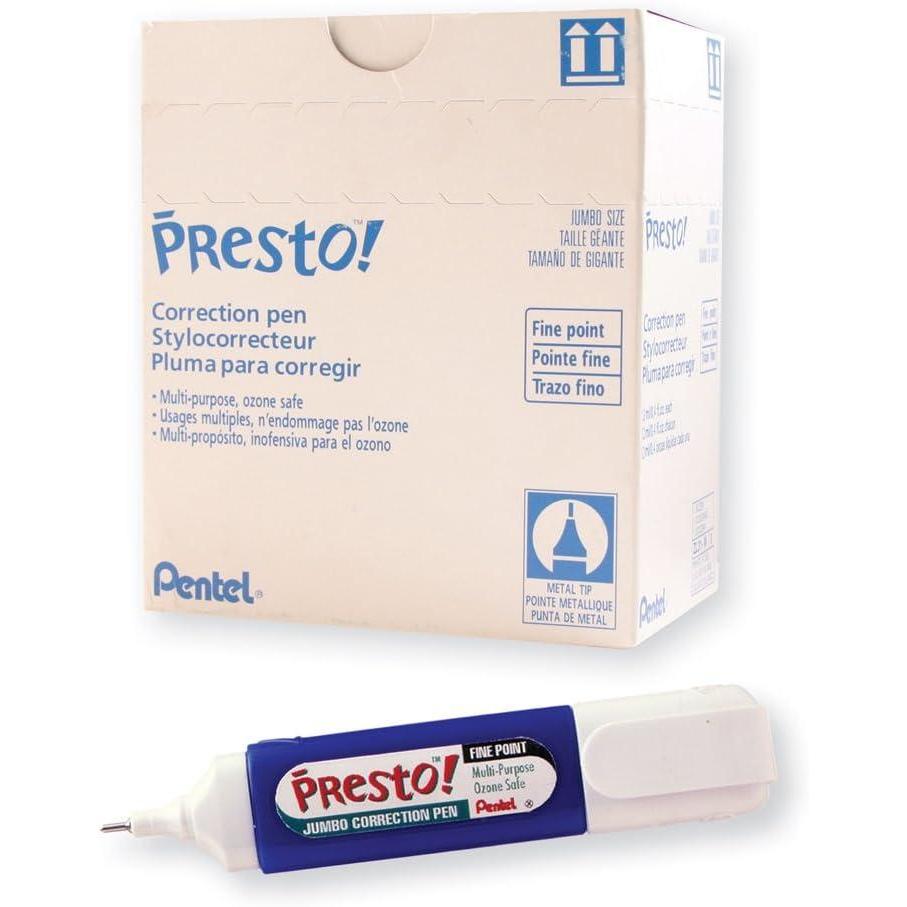 imagePentel Presto Jumbo Correction Pen Fine Point Metal Tip Box of 12 ZL31W1 Count Pack of 12