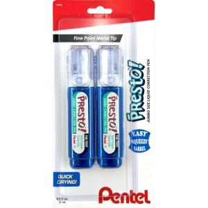 Pentel Presto! Jumbo Correction Pen, Fine Point, Metal Tip, Box of 12 (ZL31-W)(1 Count (Pack of 2))