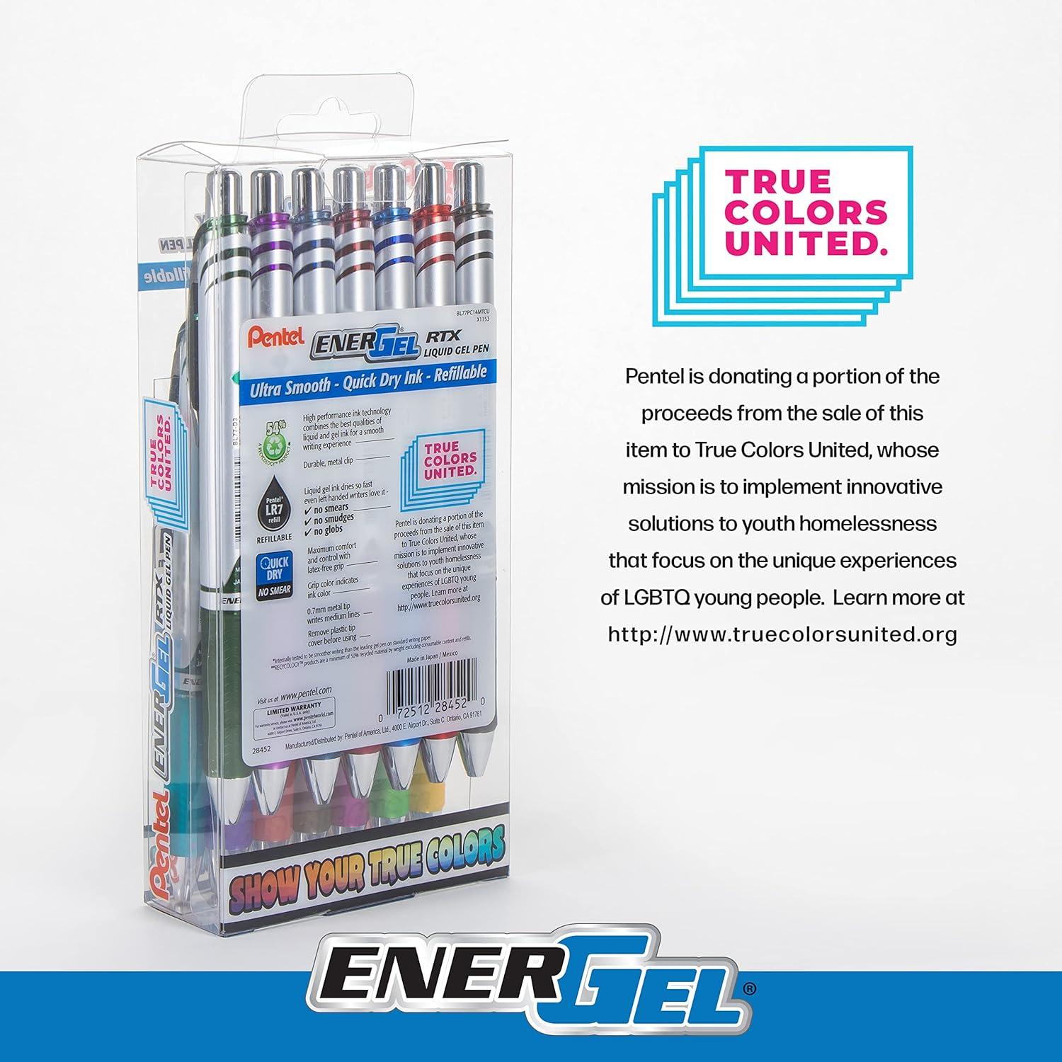 imagePentel EnerGel RTX True Colors United 07mm Medium Line Assorted Ink 20 Pack Box BL77PC20MTCUTrue Colors  Assorted