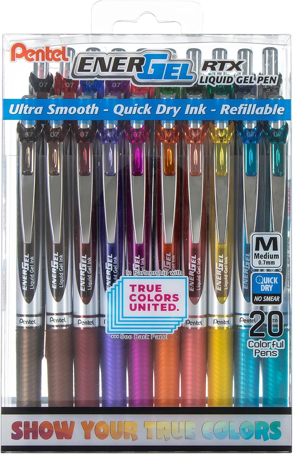 imagePentel EnerGel RTX True Colors United 07mm Medium Line Assorted Ink 20 Pack Box BL77PC20MTCUTrue Colors  Assorted