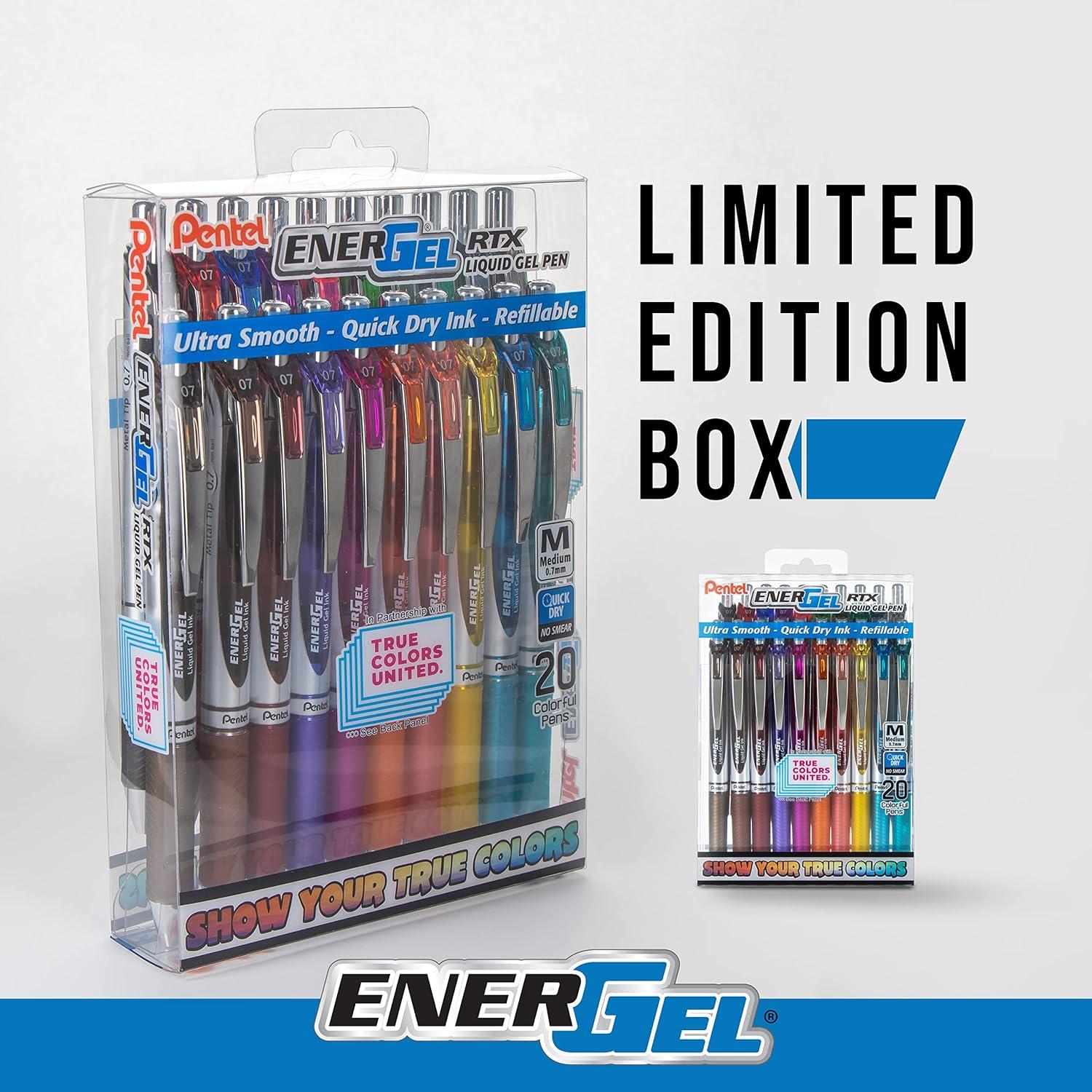 imagePentel EnerGel RTX True Colors United 07mm Medium Line Assorted Ink 20 Pack Box BL77PC20MTCUTrue Colors  Assorted
